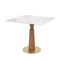 Nero Sintered Stone Bistro Table | 34" Pandora Square With Wood Base
