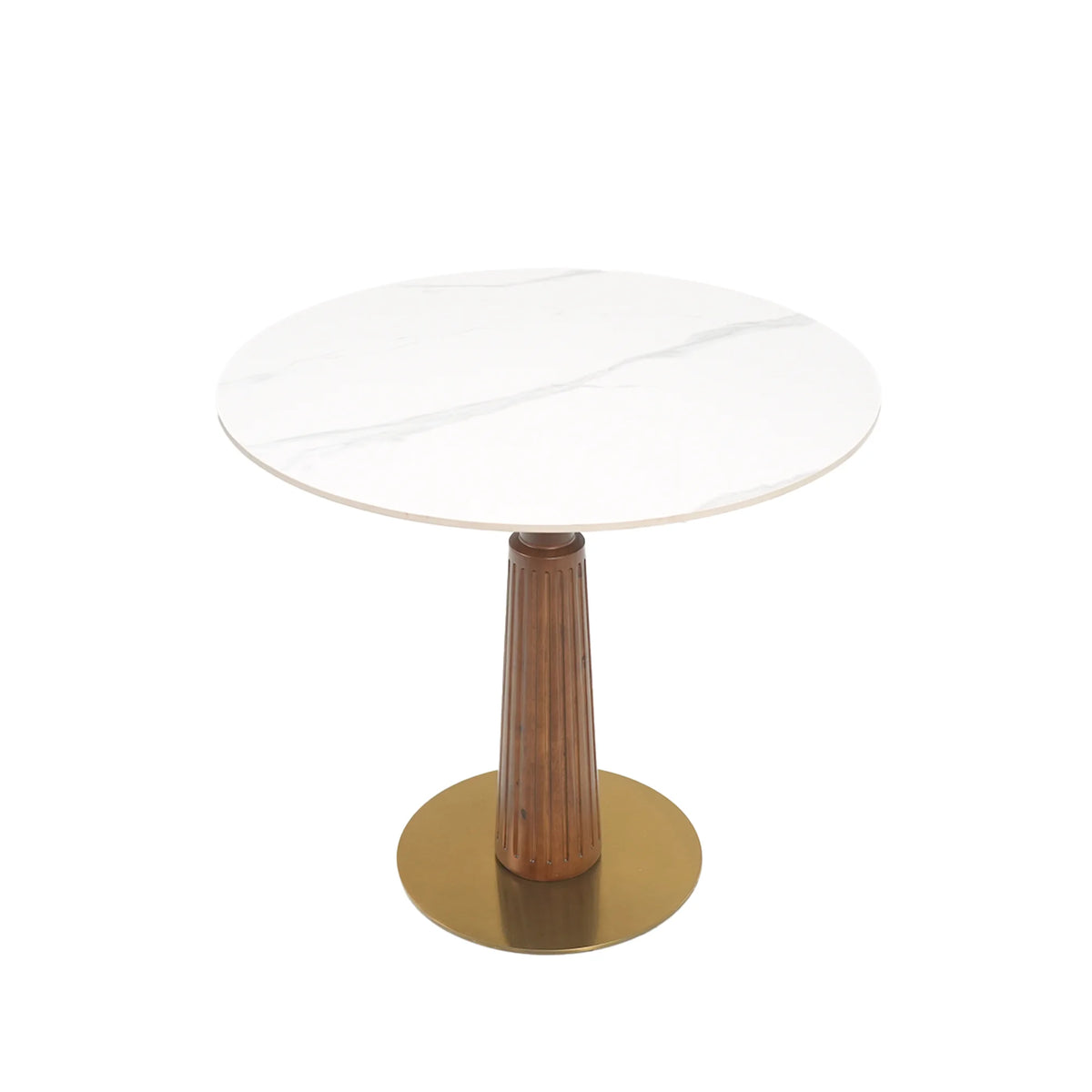 Nero Sintered Stone Bistro Table | 34" White Round With Wood Base