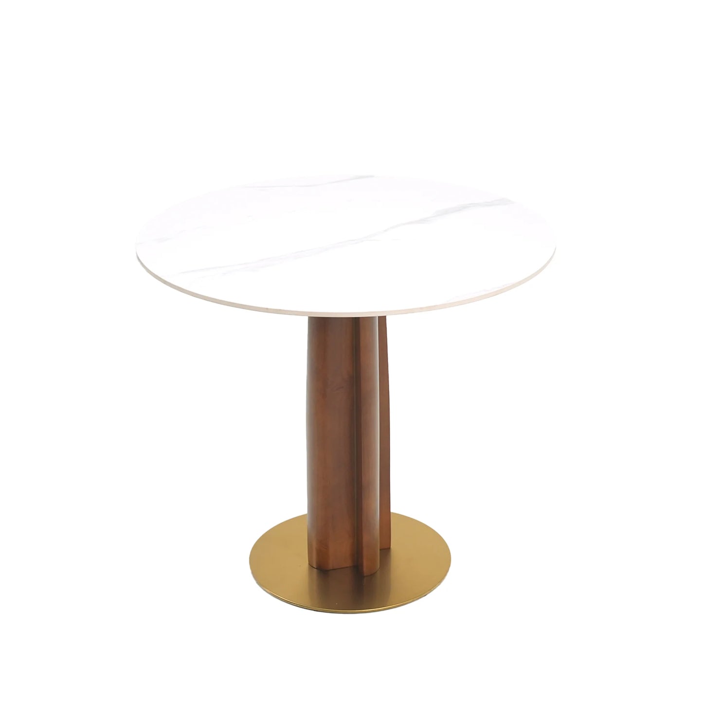 Nero Sintered Stone Bistro Table | 34" White Round With Wood Base