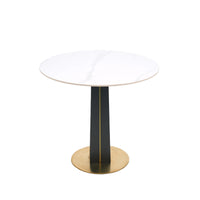 Nero Sintered Stone Bistro Table | 34" White Round With Wood Base