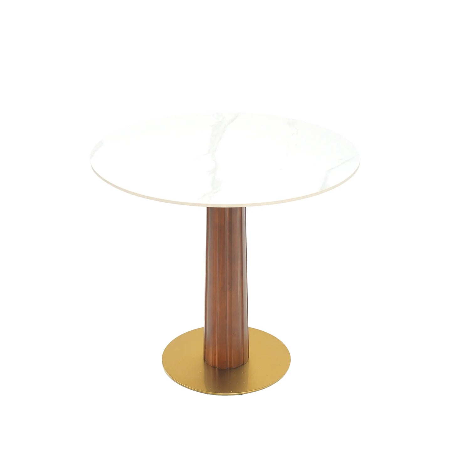Nero Sintered Stone Bistro Table | 34" White Round With Wood Base