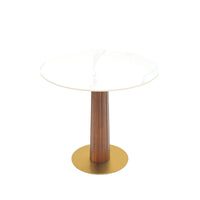 Nero Sintered Stone Bistro Table | 34" White Round With Wood Base
