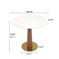 Nero Sintered Stone Bistro Table | 34" White Round With Wood Base