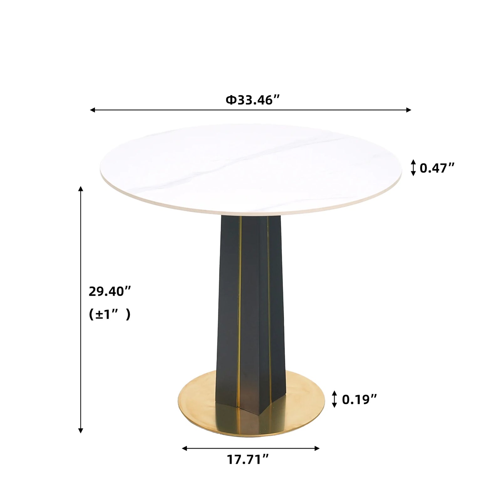 Mesa de bistró Nero de piedra sinterizada | Redonda blanca de 86 cm con base de madera