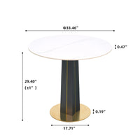 Nero Sintered Stone Bistro Table | 34" White Round With Wood Base