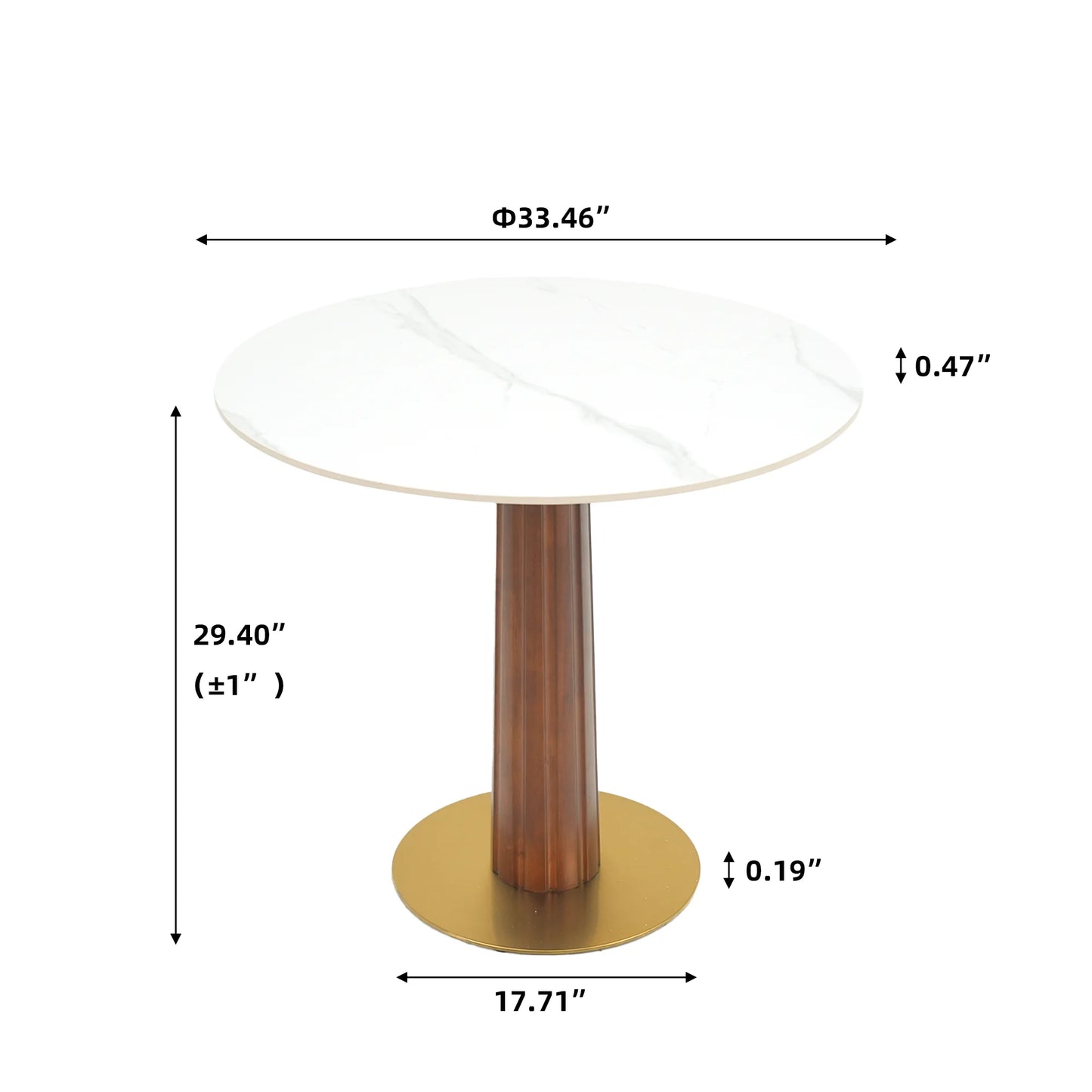 Nero Sintered Stone Bistro Table | 34" White Round With Wood Base