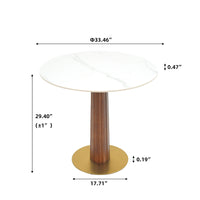 Nero Sintered Stone Bistro Table | 34" White Round With Wood Base