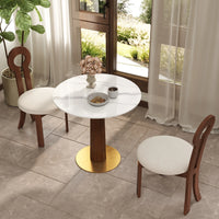 Nero Sintered Stone Bistro Table | 34" White Round With Wood Base