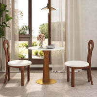 Nero Sintered Stone Bistro Table | 34" White Round With Wood Base