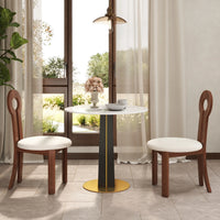 Nero Sintered Stone Bistro Table | 34" White Round With Wood Base