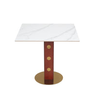Nero Sintered Stone Bistro Table | 34" White Square With Wood Base