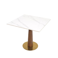 Nero Sintered Stone Bistro Table | 34" White Square With Wood Base