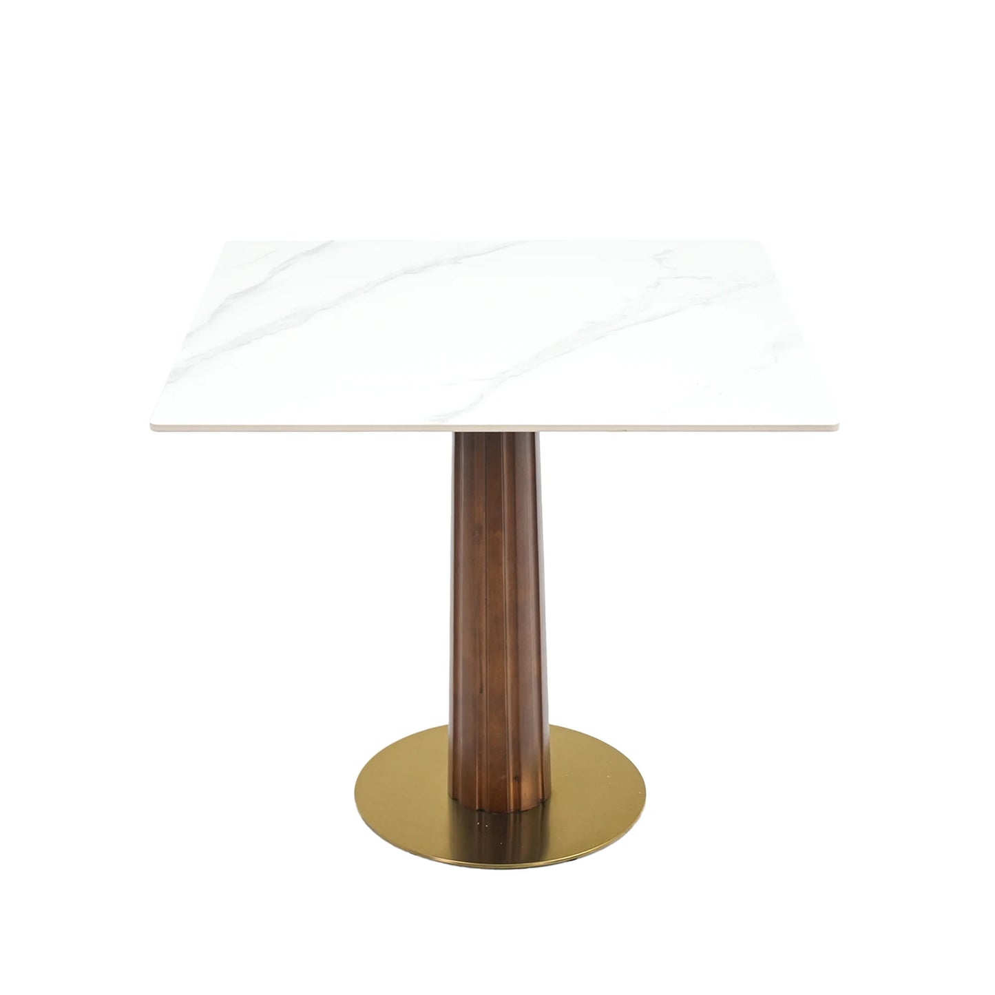 Nero Sintered Stone Bistro Table | 34" White Square With Wood Base