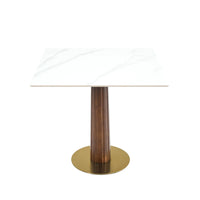 Nero Sintered Stone Bistro Table | 34" White Square With Wood Base