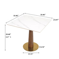 Nero Sintered Stone Bistro Table | 34" White Square With Wood Base