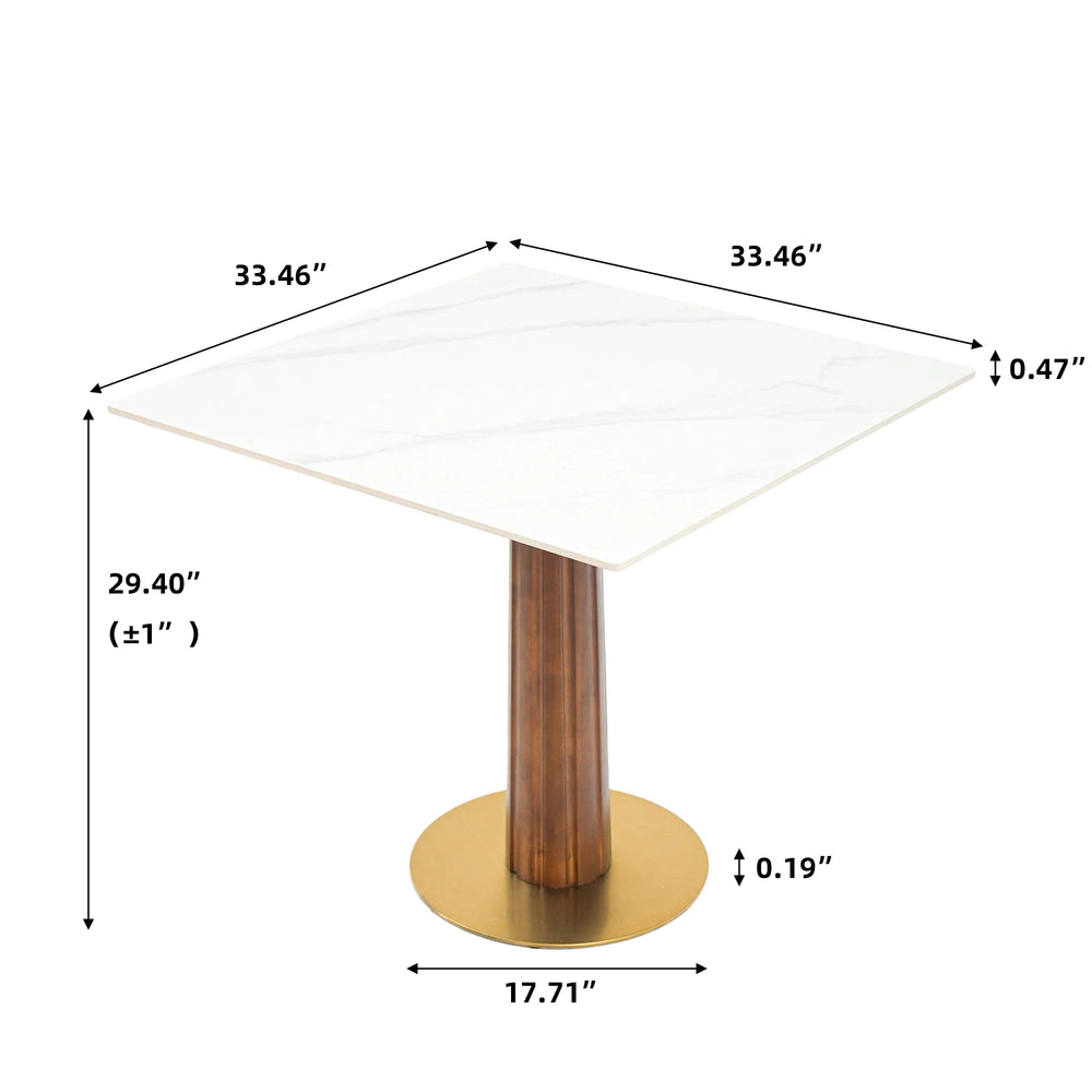 Nero Sintered Stone Bistro Table | 34" White Square With Wood Base