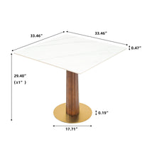 Nero Sintered Stone Bistro Table | 34" White Square With Wood Base