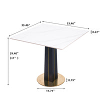 Nero Sintered Stone Bistro Table | 34" White Square With Wood Base