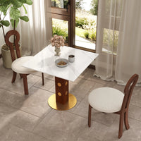 Nero Sintered Stone Bistro Table | 34" White Square With Wood Base