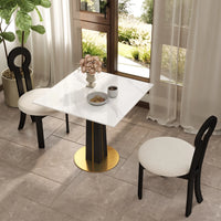 Nero Sintered Stone Bistro Table | 34" White Square With Wood Base