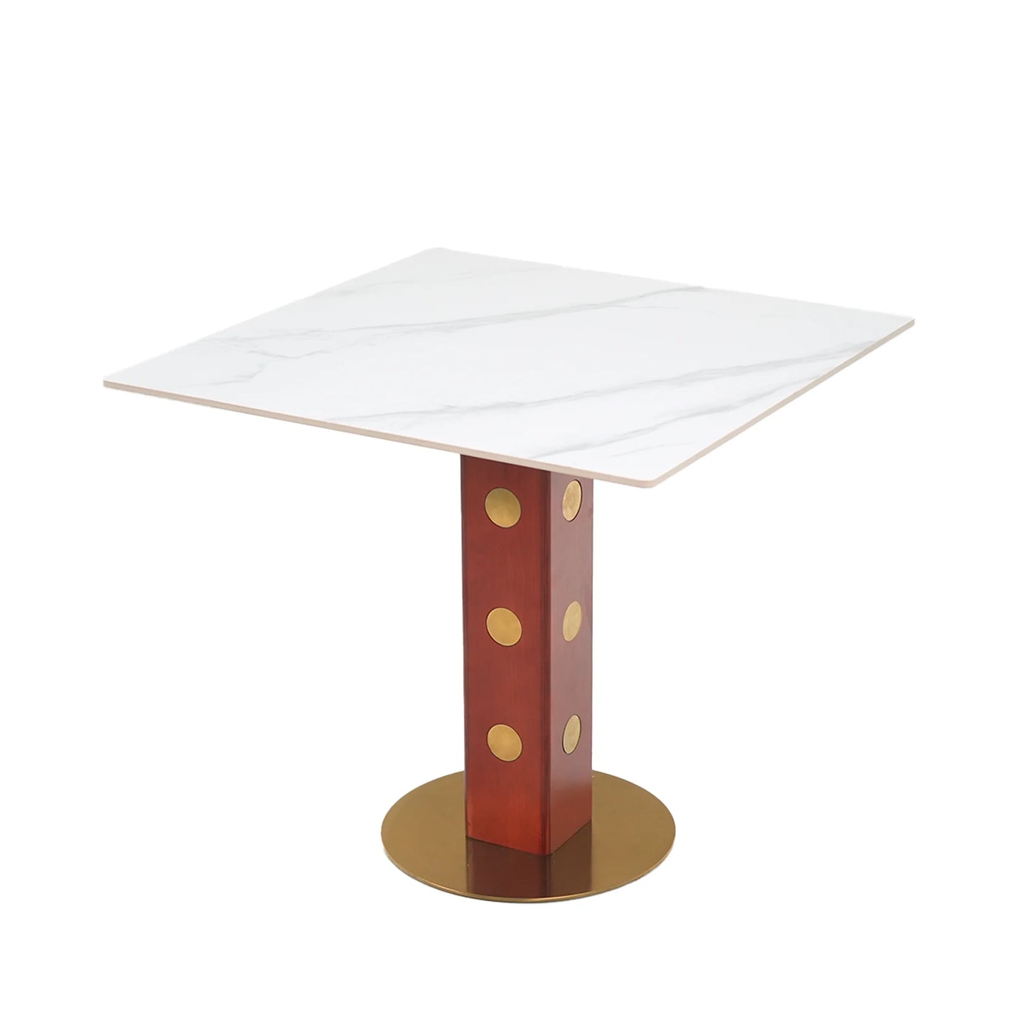 Nero Sintered Stone Bistro Table | 34" White Square With Wood Base