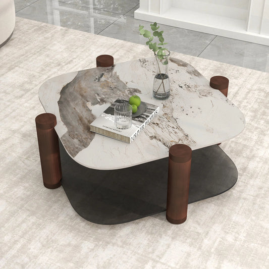 Zenith Glass Coffee Table | 36" Copper Square With Storage Shelf