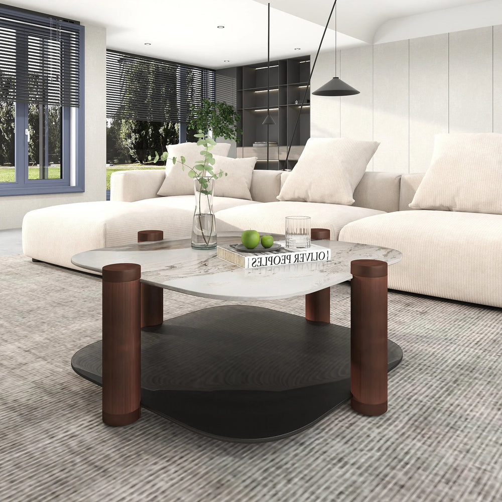 Zenith Glass Coffee Table | 36" Copper Square With Storage Shelf