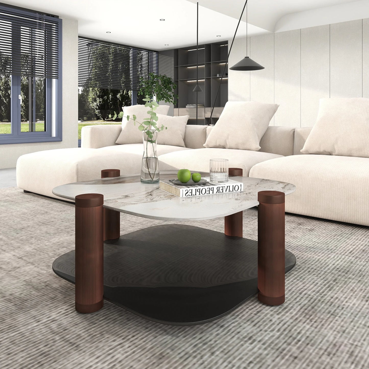 Zenith Glass Coffee Table | 36" Copper Square With Storage Shelf