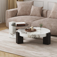 Aura Wood Coffee Table | 36" Monochrome Round With Nesting