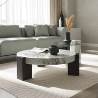 Aura Wood Coffee Table | 36" Monochrome Round With Nesting