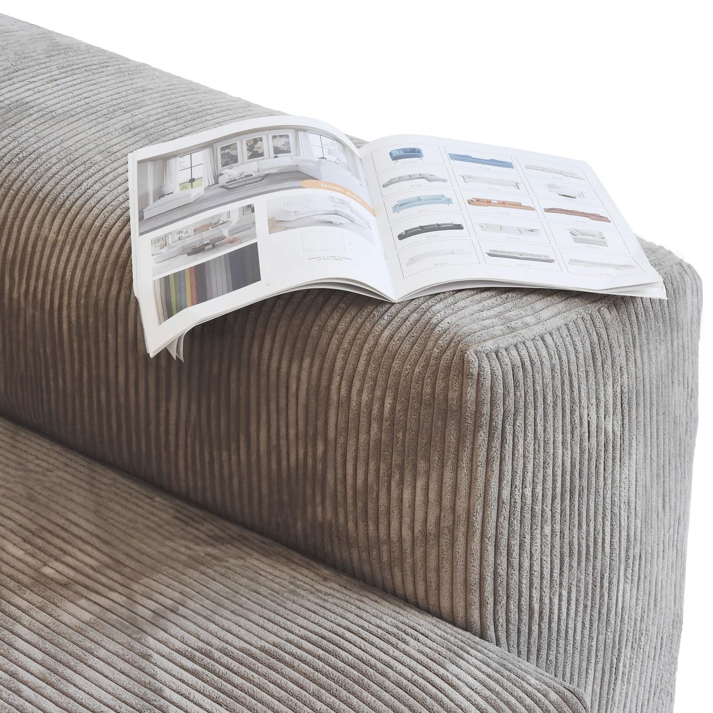 Modular Sectional Couch Sofa with 4 Pillows, 102" L Shaped Sofa Couch with Chaise Ottomans,Corduroy Fabric Couches (Beige)