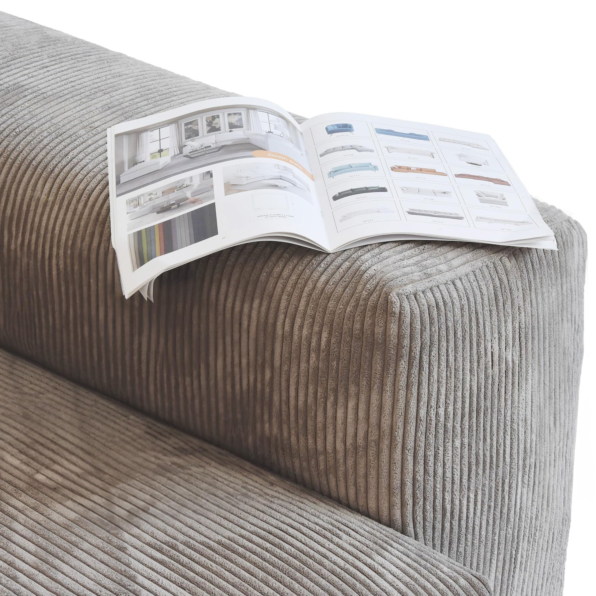 Modular Sectional Couch Sofa with 4 Pillows, 102" L Shaped Sofa Couch with Chaise Ottomans,Corduroy Fabric Couches (Beige)