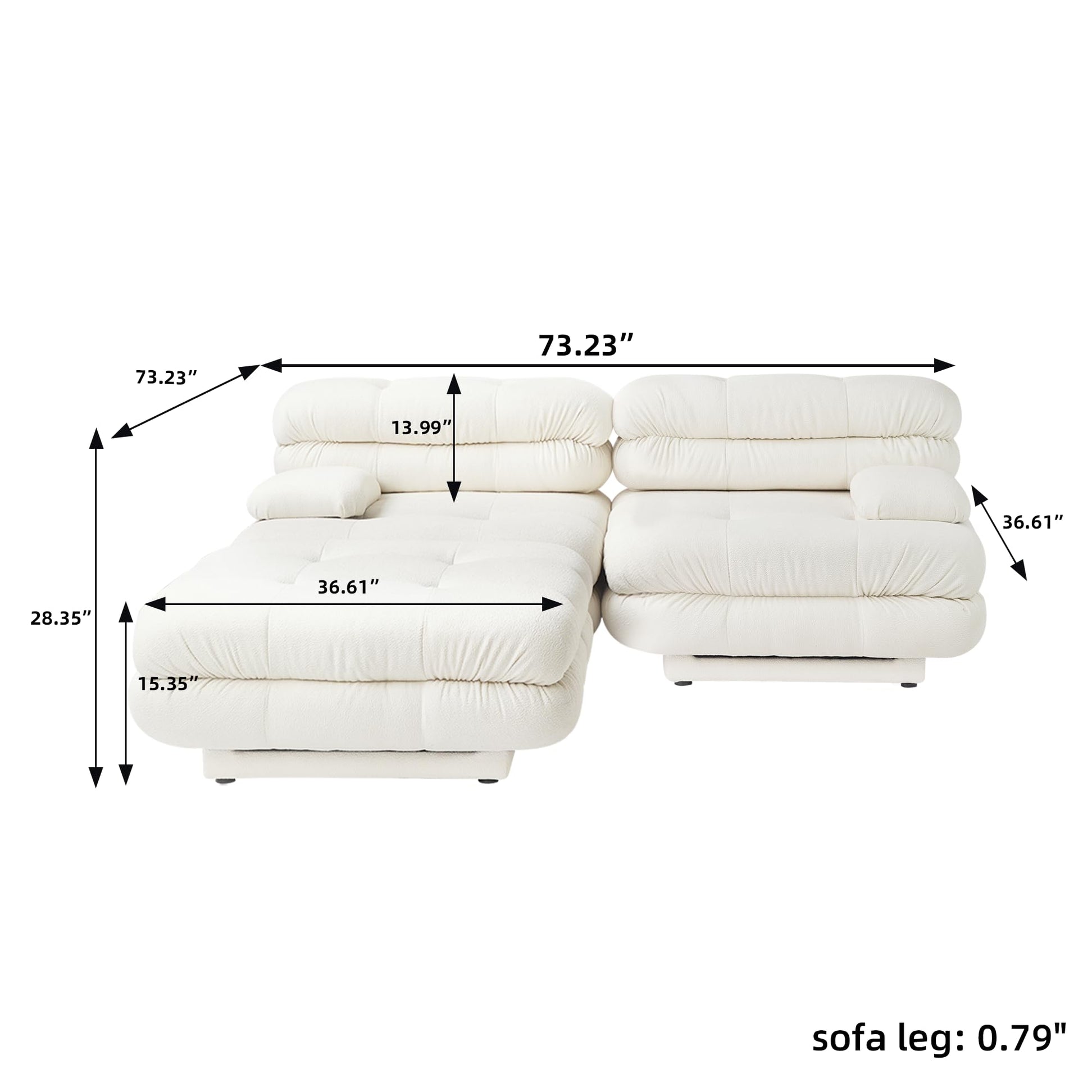 Modular Sectional Couch for Living Room, 109.83" Inline L Shaped Sofa Couch, Minimalist Sofa Couch,3 Seater and 1 Ottoman Deep Seat Couch Deep Seat (Beige, 4 Seater)