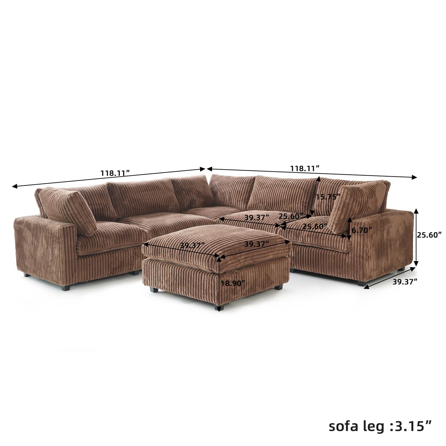 Cloud Couch Modular Sectional Sofa,157" Oversized U Shaped Couch with Ottoman,6 Seater Convertible Sofa,Comfy Plush Couches for Living Room,Covers Washable&amp;Replaceable (White)