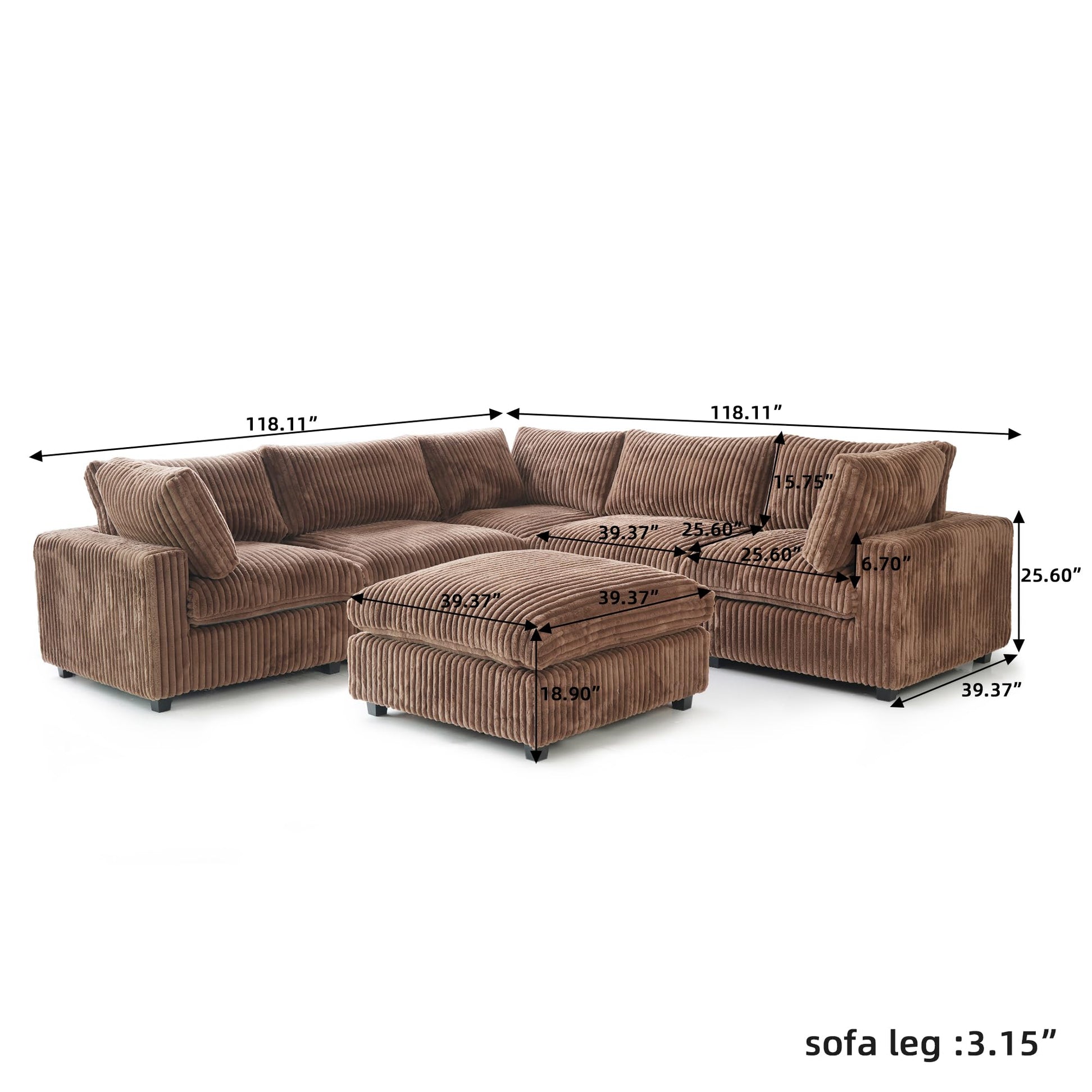 Cloud Couch Modular Sectional Sofa,157" Oversized U Shaped Couch with Ottoman,6 Seater Convertible Sofa,Comfy Plush Couches for Living Room,Covers Washable&amp;Replaceable (White)