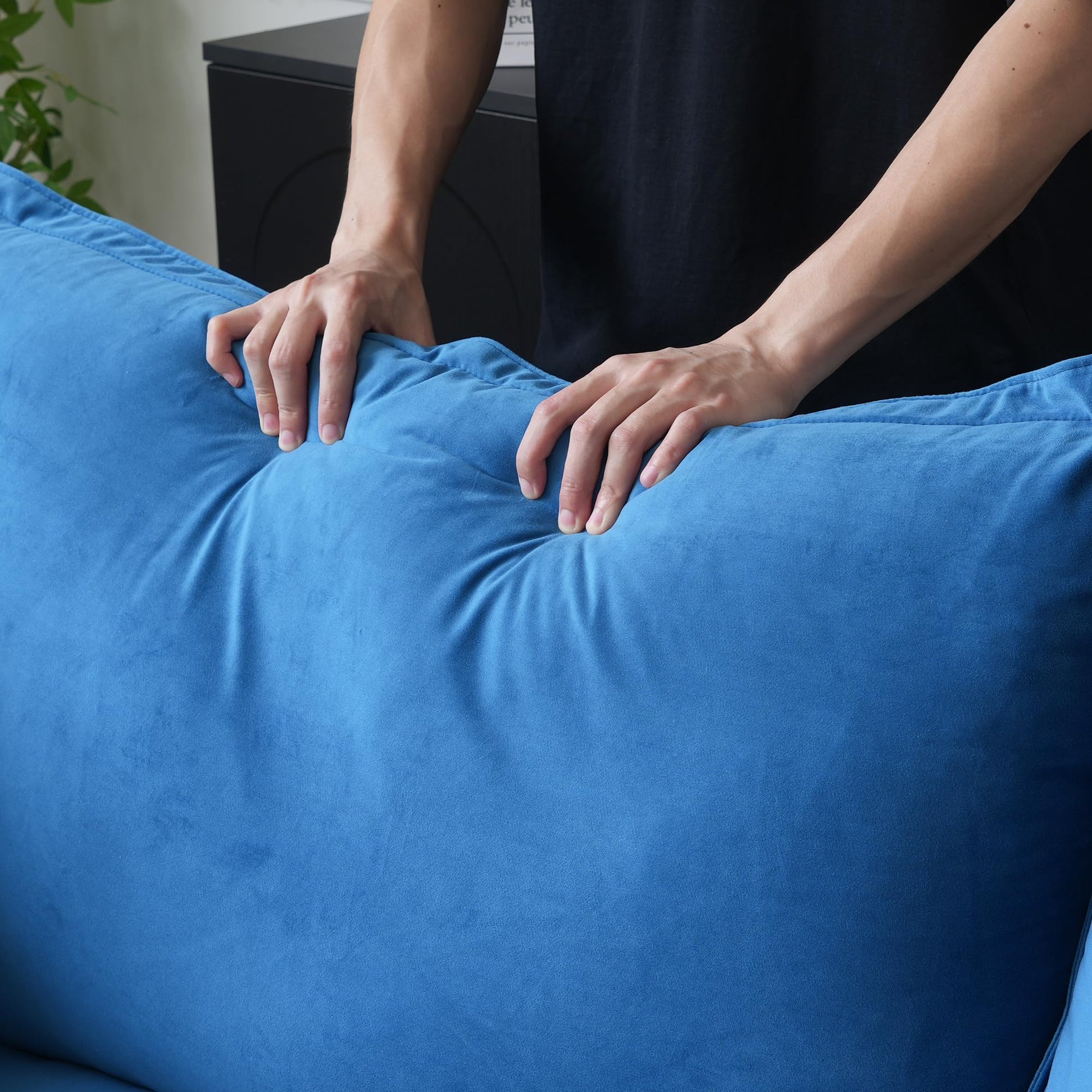 Sectional Couches for Living Room,82.66" Cloud Modular Sectional Sofa, Velvet Deep Couch,Cushion Covers Removable &amp; Replaceable,LoveSofa,Blue