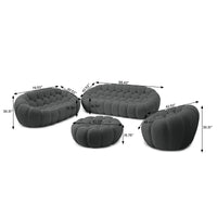 Essential Armless Floor Sofas | 4-Piece 3D Knitted Fabric Grey Sofa Sets 6-Seater With 1 Ottoman