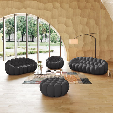 Essential 6-Seater grey 3D-Knitted Fabric Sofa Sets | 4-Piece (includes 1 Ottoman), 3D-Knitted Fabric, Spacious Design