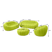 Essential Armless Floor Sofas | 4-Piece 3D Knitted Fabric Lime Green Sofa Sets 6-Seater With 1 Ottoman