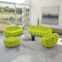 Essential Armless Floor Sofas | 4-Piece 3D Knitted Fabric Lime Green Sofa Sets 6-Seater With 1 Ottoman