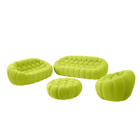 Essential Armless Floor Sofas | 4-Piece 3D Knitted Fabric Lime Green Sofa Sets 6-Seater With 1 Ottoman