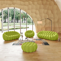 Essential Armless Floor Sofas | 4-Piece 3D Knitted Fabric Lime Green Sofa Sets 6-Seater With 1 Ottoman