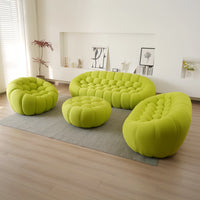 Essential Armless Floor Sofas | 4-Piece 3D Knitted Fabric Lime Green Sofa Sets 6-Seater With 1 Ottoman