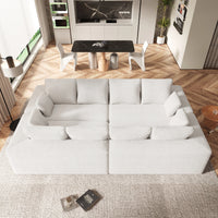 Sofás seccionales Matrix Nook | Sofás seccionales en forma de U de 4 piezas en pana beige de 4 plazas