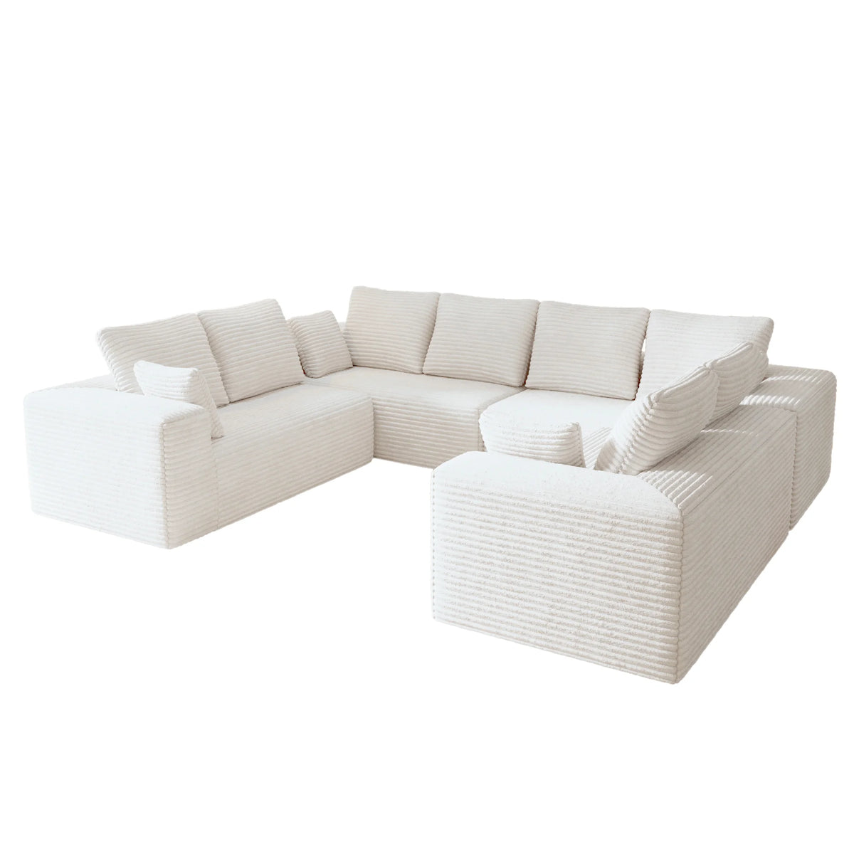 Matrix 8-Seater beige Modular U-Shaped Sectionals | 4-Piece, Corduroy Fabric, Large Space