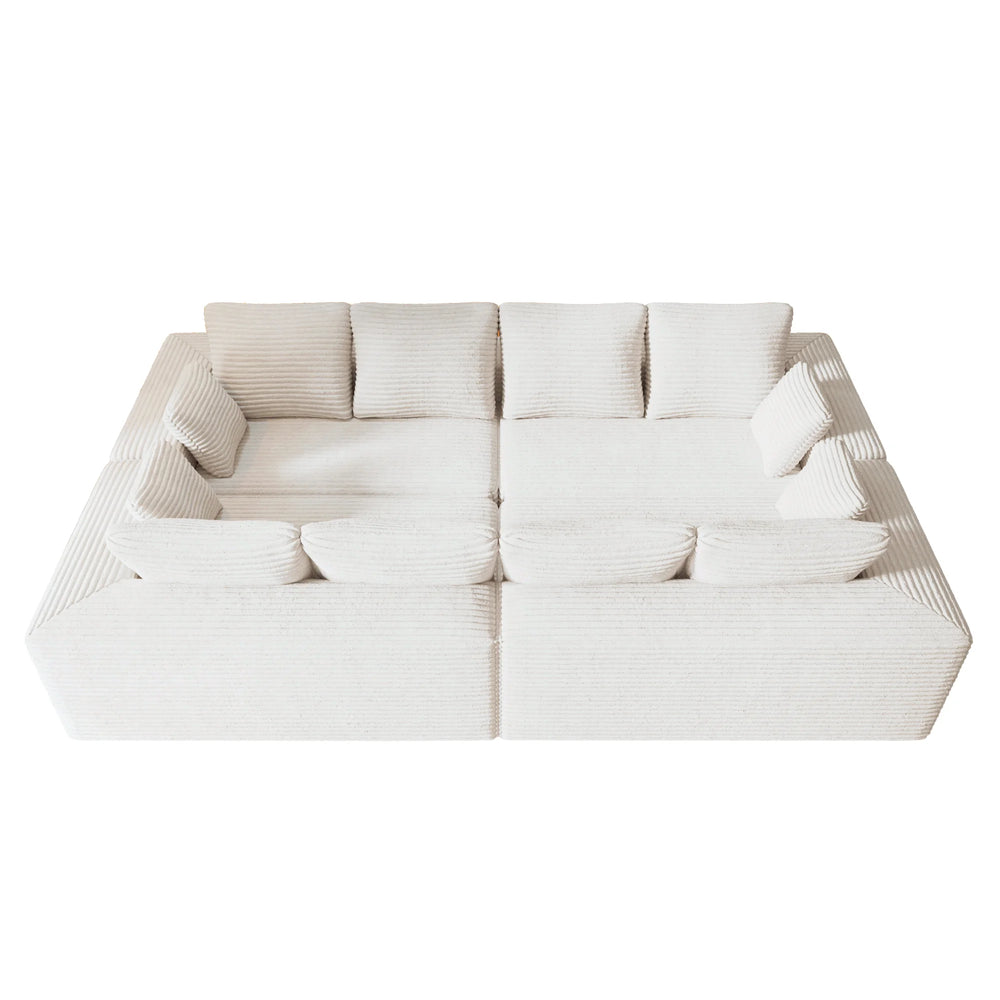 Sofás seccionales Matrix Nook | Sofás seccionales en forma de U de 4 piezas en pana beige de 4 plazas