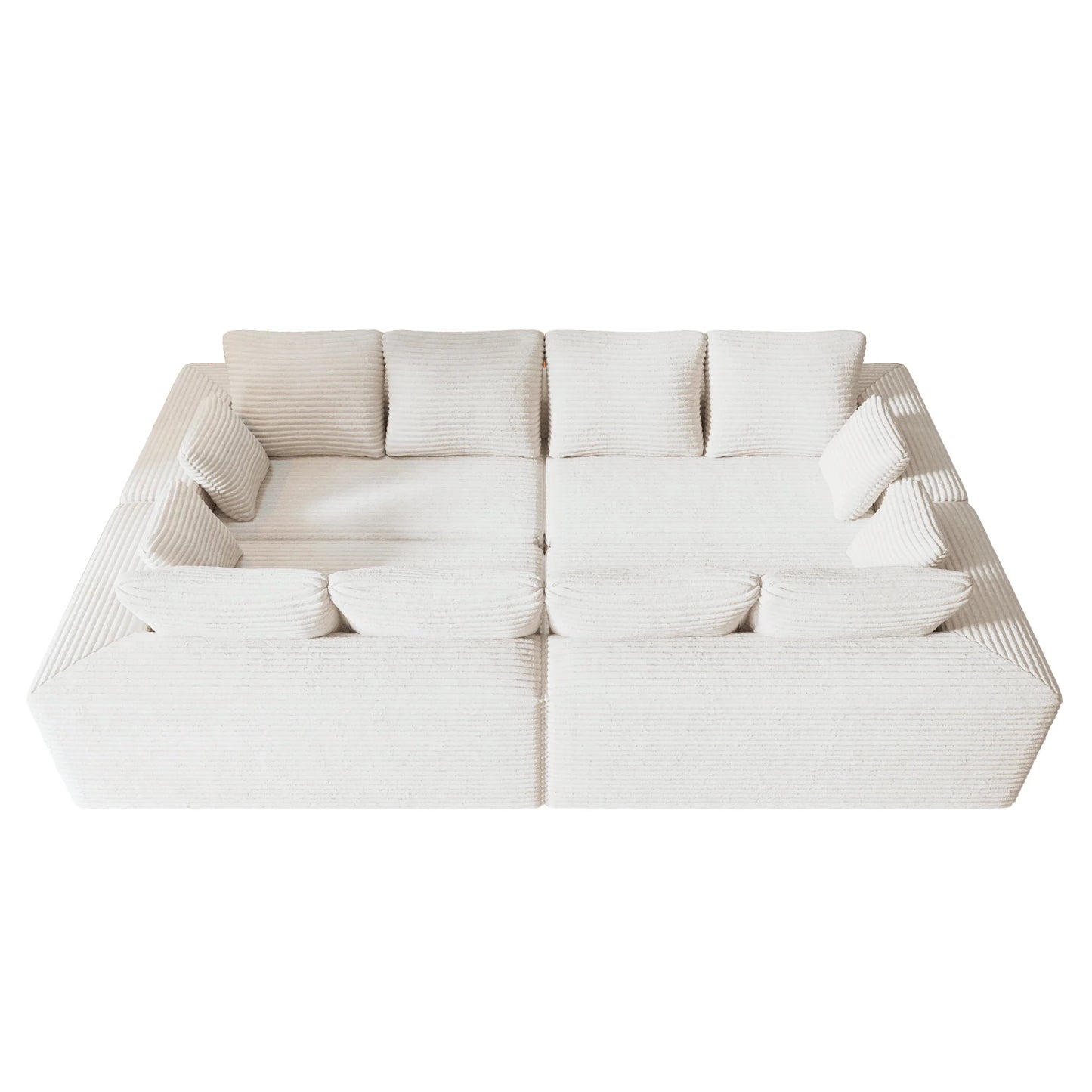 Sofás seccionales Matrix Nook | Sofás seccionales en forma de U de 4 piezas en pana beige de 4 plazas