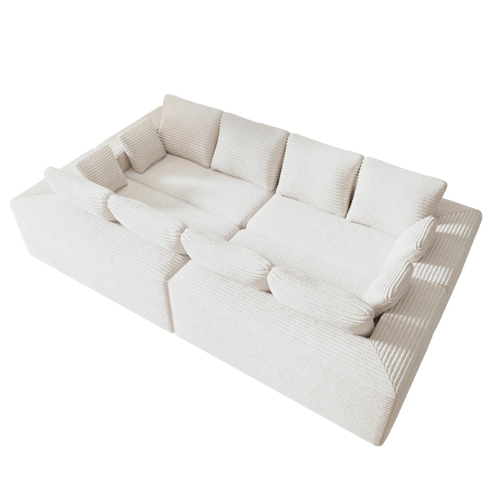 Sofás seccionales Matrix Nook | Sofás seccionales en forma de U de 4 piezas en pana beige de 4 plazas