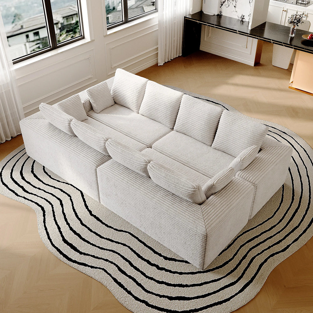 Sofás seccionales Matrix Nook | Sofás seccionales en forma de U de 4 piezas en pana beige de 4 plazas