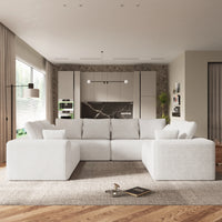 Sofás seccionales Matrix Nook | Sofás seccionales en forma de U de 4 piezas en pana beige de 4 plazas